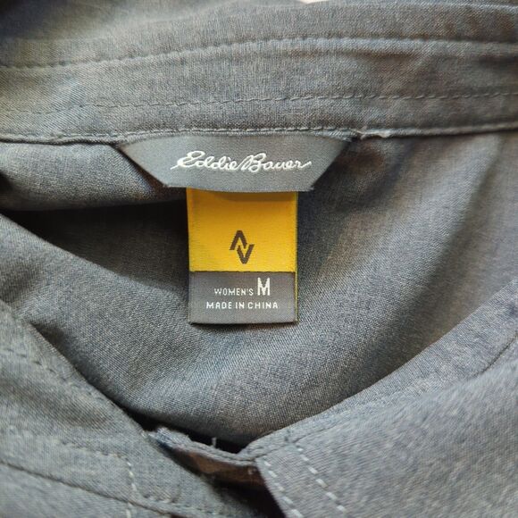 Eddie Bauer Travex Shirt Dress Womens Medium Gray Roll Long Sleeve Outdoor - Picture 5 of 7